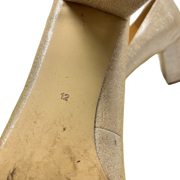 BADGLEY MISCHKA AMERICAN GLAMOUR Champagne Golden Chunky High Heels Shoes sz 12 - Picture 14 of 16